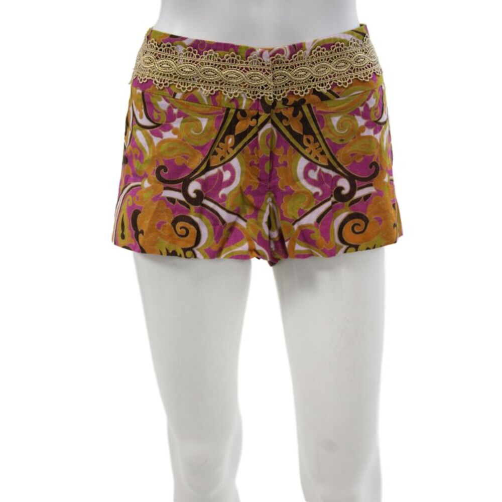 Milly Unisex Orange Paisley Bohemian Cotton Shorts Size 6